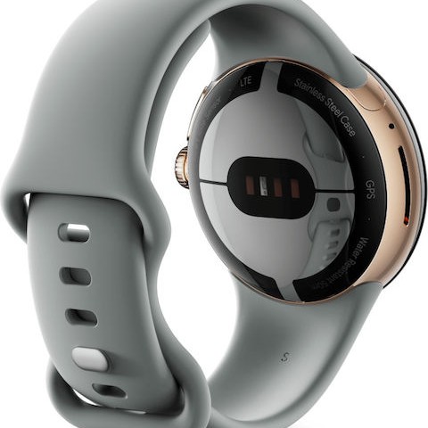 Google Pixel Watch LTE Stainless Steel 41mm με eSIM και Παλμογράφο (Champagne Gold case / Hazel Active band)