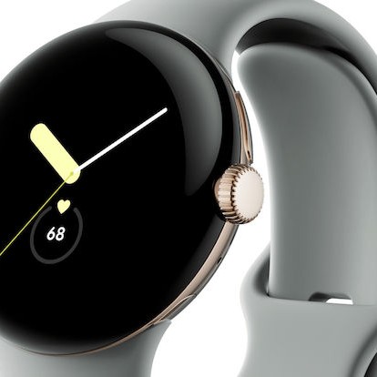 Google Pixel Watch LTE Stainless Steel 41mm με eSIM και Παλμογράφο (Champagne Gold case / Hazel Active band)