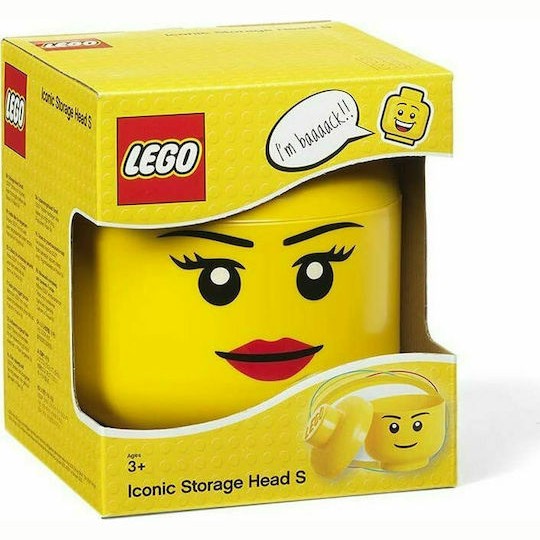 Lego Παιδικό Κουτί Αποθήκευσης από Πλαστικό Head Κίτρινο 24x24x27cm