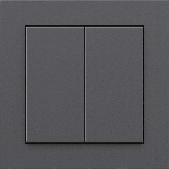 Χωνευτός Διακόπτης Τοίχου Φωτισμού Διπλός με Πλαίσιο Γκρι