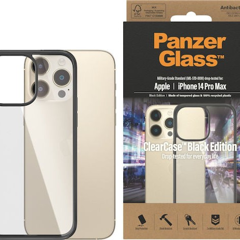 PanzerGlass Clearcase Antibacterial Back Cover Σιλικόνης Μαύρο (iPhone 14 Pro Max)