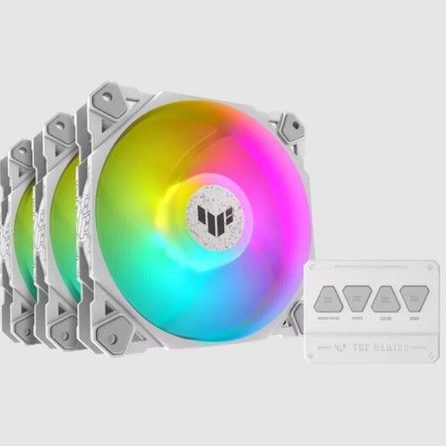Asus TF120 Case Fan με ARGB Φωτισμό και Σύνδεση 4-Pin PWM 3τμχ Λευκό
