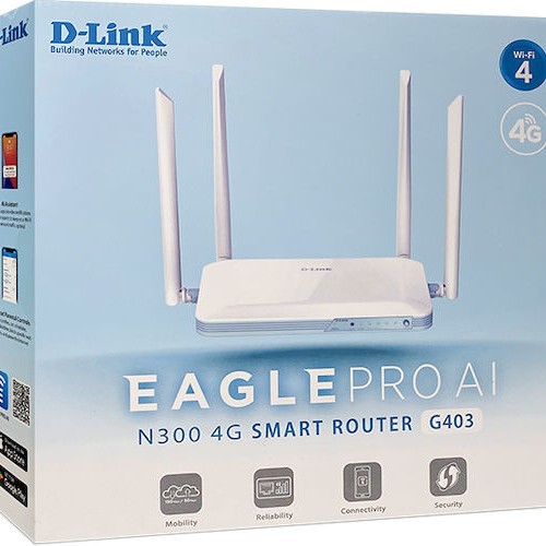 D-Link G403 Ασύρματο 4G Mobile Router Wi‑Fi 4 με 4 Θύρες Ethernet