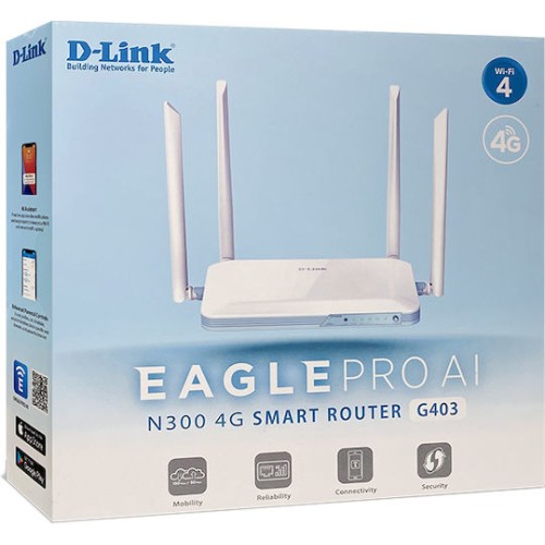 D-Link G403 Ασύρματο 4G Mobile Router Wi‑Fi 4 με 4 Θύρες Ethernet
