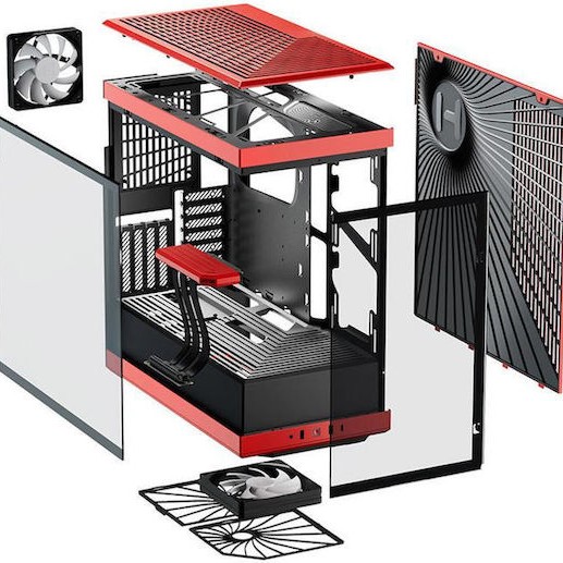 HYTE Y40 Gaming Midi Tower Κουτί Υπολογιστή με Πλαϊνό Παράθυρο Κόκκινο