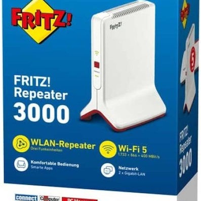 AVM Fritz!Repeater 3000 AX Mesh WiFi Extender Tri Band (2.4 & 5 & 5GHz) 3000Mbps με 2 Θύρες Gigabit Ethernet