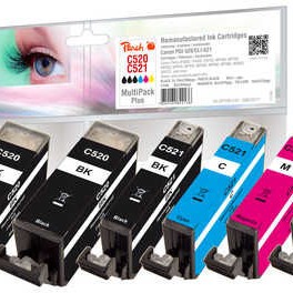 Peach Πακέτο Συμβατών Μελανιών Εκτυπωτή InkJet Canon PGI-520/CLI-521 19ml Μαύρο 6τμχ