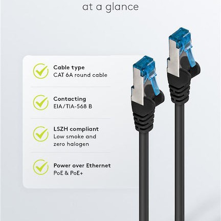 Goobay S/FTP Cat.6a Καλώδιο Δικτύου Ethernet 2m Μαύρο 1τμχ