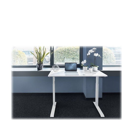 Ηλεκτρικό Γραφείο Ξύλινο White με Μεταλλικά Πόδια & Ρυθμιζόμενο Ύψος 120x60x73εκ.