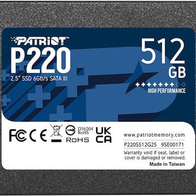 Patriot P220 SSD 512GB 2.5'' SATA III