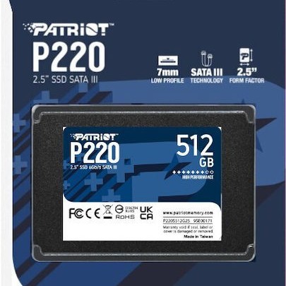Patriot P220 SSD 512GB 2.5'' SATA III
