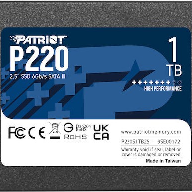Patriot P220 SSD 1TB 2.5'' SATA III