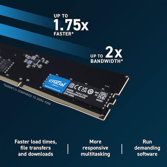 Crucial DDR5 με Module 1x16GB και Ταχύτητα 5600 για Desktop