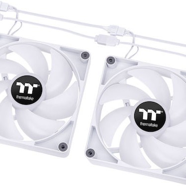 Thermaltake CT120 Case Fan με ARGB Φωτισμό και Σύνδεση 3-Pin / 4-Pin PWM 2τμχ Λευκό