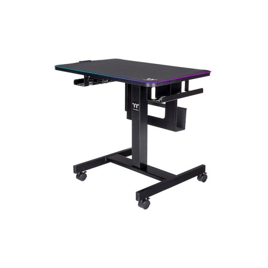 Ηλεκτρικό Γραφείο Gaming Ξύλινο Μαύρο με Μεταλλικά Πόδια, Ρυθμιζόμενο Ύψος & LED 80x50x72εκ.