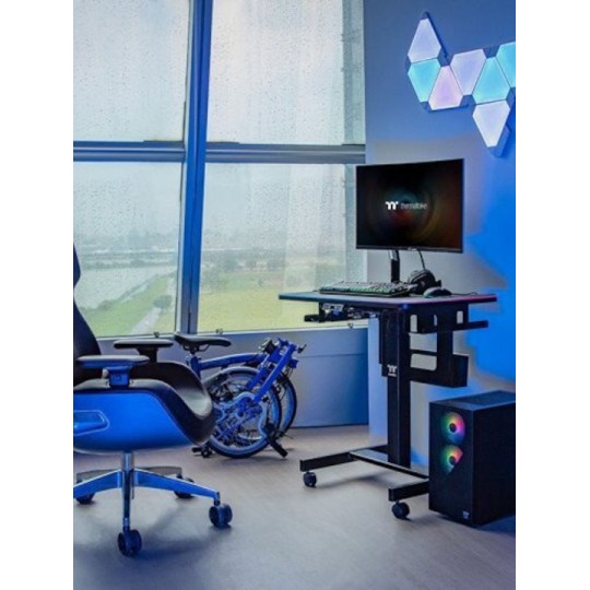 Ηλεκτρικό Γραφείο Gaming Ξύλινο Μαύρο με Μεταλλικά Πόδια, Ρυθμιζόμενο Ύψος & LED 80x50x72εκ.