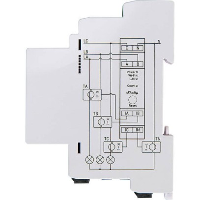 Shelly Pro 3EM Όργανο Μέτρησης Ηλεκτρολογικού Πίνακα Μετρητής Ενέργειας 120A
