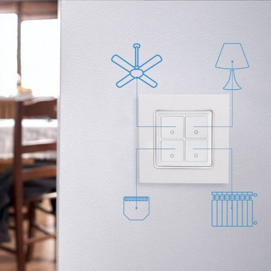 Shelly WS4 Χωνευτός Διακόπτης Τοίχου Wi-Fi Εντολών Τετραπλός χωρίς Πλαίσιο Λευκός