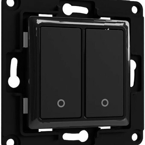 Shelly WS2 Χωνευτός Διακόπτης Τοίχου Wi-Fi Εντολών Διπλός χωρίς Πλαίσιο Μαύρος