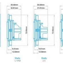 Shelly WS2 Χωνευτός Διακόπτης Τοίχου Wi-Fi Εντολών Διπλός χωρίς Πλαίσιο Μαύρος