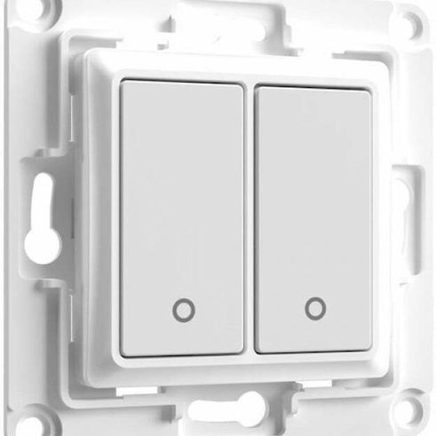 Shelly WS2 Χωνευτός Διακόπτης Τοίχου Wi-Fi Εντολών Διπλός χωρίς Πλαίσιο Λευκός