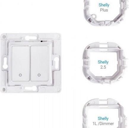 Shelly WS2 Χωνευτός Διακόπτης Τοίχου Wi-Fi Εντολών Διπλός χωρίς Πλαίσιο Λευκός