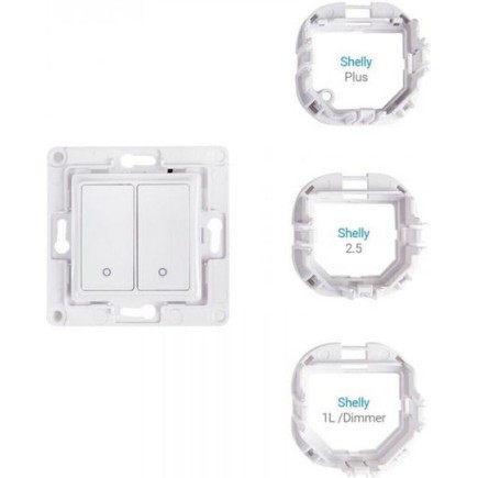Shelly WS2 Χωνευτός Διακόπτης Τοίχου Wi-Fi Εντολών Διπλός χωρίς Πλαίσιο Λευκός