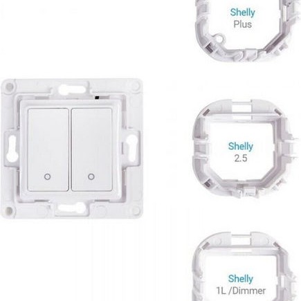 Shelly WS2 Χωνευτός Διακόπτης Τοίχου Wi-Fi Εντολών Διπλός χωρίς Πλαίσιο Λευκός