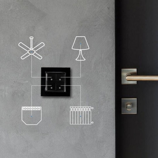 Shelly WS4 Χωνευτός Διακόπτης Τοίχου Wi-Fi Εντολών Τετραπλός χωρίς Πλαίσιο Μαύρος