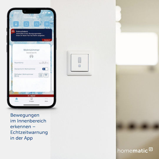 HomeMatic Αισθητήρας Κίνησης με Εμβέλεια 12m σε Λευκό Χρώμα HMIP-SMI55-2