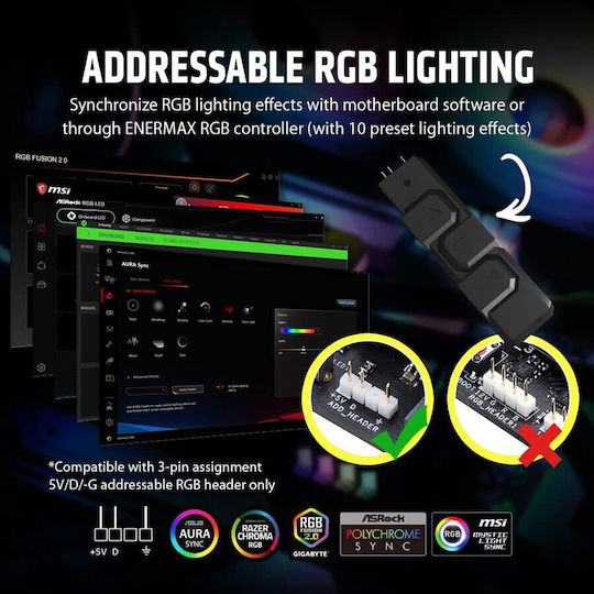 Enermax Aquafusion ADV Υδρόψυξη Επεξεργαστή Διπλού Ανεμιστήρα 120mm για Socket AM4/AM5/1700/1200/115x με RGB Φωτισμό Λευκή