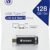 Verbatim Retractable 128GB USB 3.2 Stick με σύνδεση USB-C Μαύρο