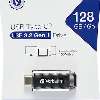 Verbatim Retractable 128GB USB 3.2 Stick με σύνδεση USB-C Μαύρο