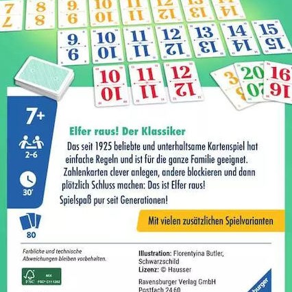 Επιτραπέζιο Παιχνίδι Elfer Raus για 2-6 Παίκτες 7+ Ετών (GER) Ravensburger