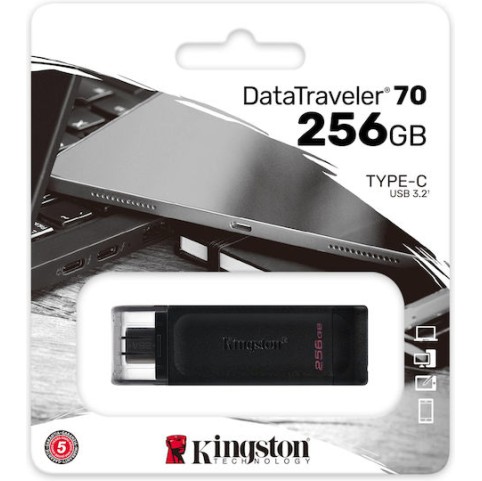 Kingston DataTraveler 70 256GB USB 3.2 Stick με σύνδεση USB-C Μαύρο