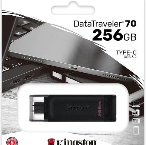 Kingston DataTraveler 70 256GB USB 3.2 Stick με σύνδεση USB-C Μαύρο