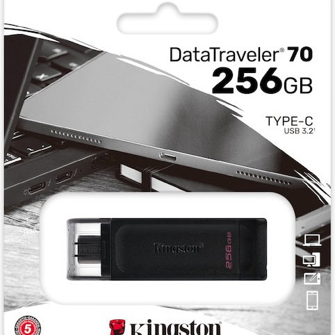 Kingston DataTraveler 70 256GB USB 3.2 Stick με σύνδεση USB-C Μαύρο