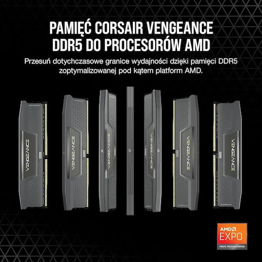 Corsair Vengeance DDR5 48GB RAM με 2x24GB Modules και Ταχύτητα 5200 για Desktop