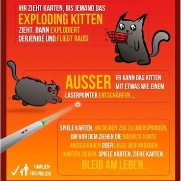 Επιτραπέζιο Παιχνίδι Exploding Kittens για 2 Παίκτες 7+ Ετών Asmodee