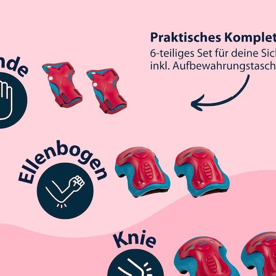 Hudora Παιδικό Σετ Προστατευτικών για Rollers Κόκκινο