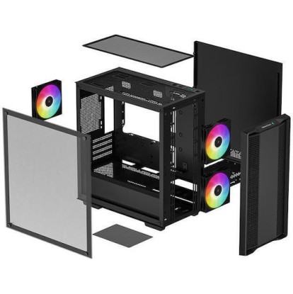 Deepcool CC360 ARGB Gaming Mini Tower Κουτί Υπολογιστή με Πλαϊνό Παράθυρο Μαύρο