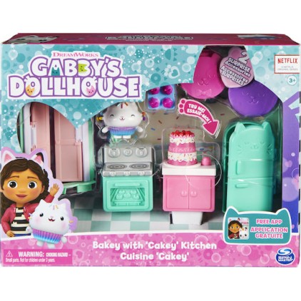 Spin Master Παιχνίδι Μινιατούρα Gabby's Dollhouse Bakey with 'Cakey' Kitchen Deluxe Room Set για 3+ Ετών