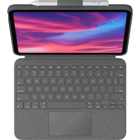Logitech Combo Touch Flip Cover με Πληκτρολόγιο Γερμανικά Γκρι (iPad 2022 10.9'') 920-011435