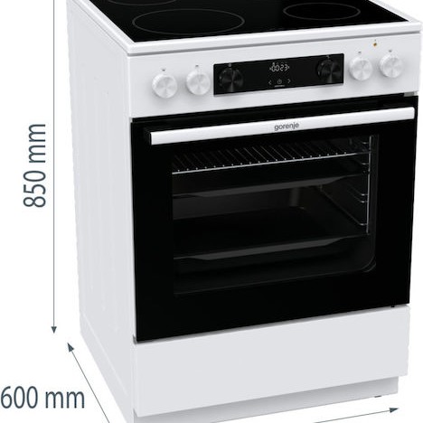 Gorenje Κουζίνα 71lt με Κεραμικές Εστίες Π60εκ. Λευκή