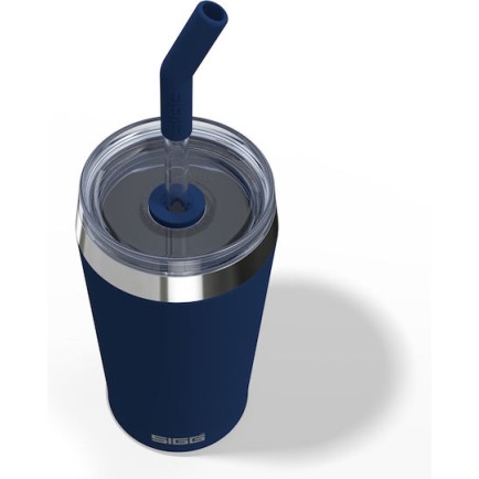 Sigg Ποτήρι Θερμός Ανοξείδωτο 450ml Μπλε με Καλαμάκι