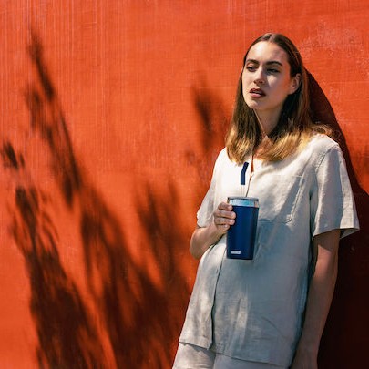 Sigg Ποτήρι Θερμός Ανοξείδωτο 450ml Μπλε με Καλαμάκι