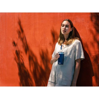 Sigg Ποτήρι Θερμός Ανοξείδωτο 450ml Μπλε με Καλαμάκι