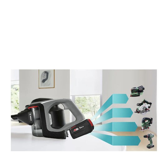 Bosch Επαναφορτιζόμενη Σκούπα 2 σε 1 Stick & Χειρός 18V Γκρι BSS825MULT