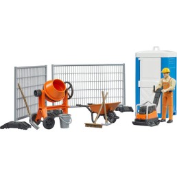 Bruder Παιχνίδι Μινιατούρα Σετ Εργάτης Με Μπετονιέρα Και Εργαλεία