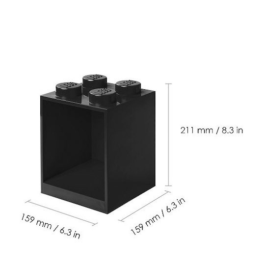 Παιδικό Ράφι Κουτί Wall Landscape 4 Studs Black 16x16x21εκ.